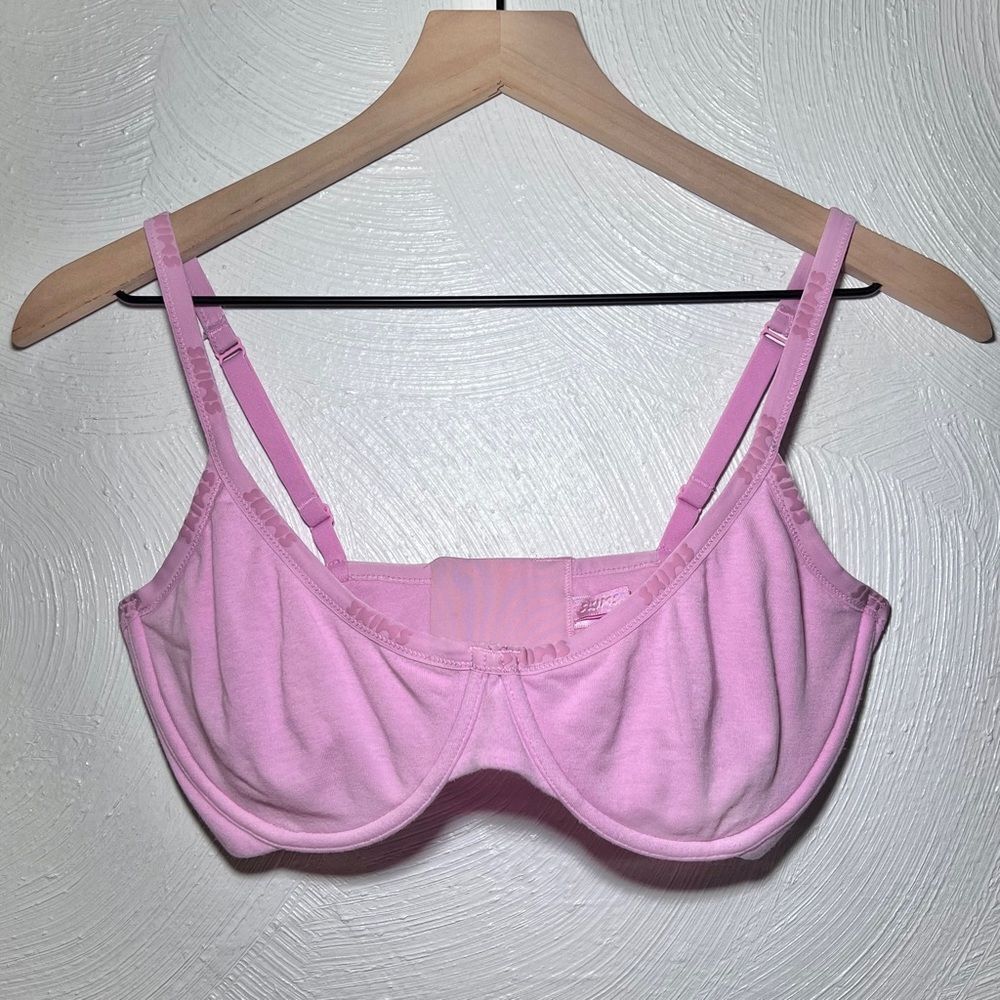 SKIMS Cotton Logo Underwire Demi Bra in Bubble Gum